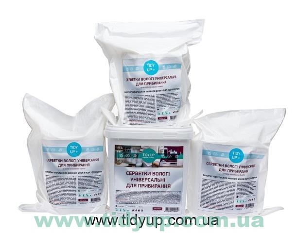 Серветки для прибирання Tidy up Set вологі універсальні (відро-дозатор + 3 пакета) 1600 серветок